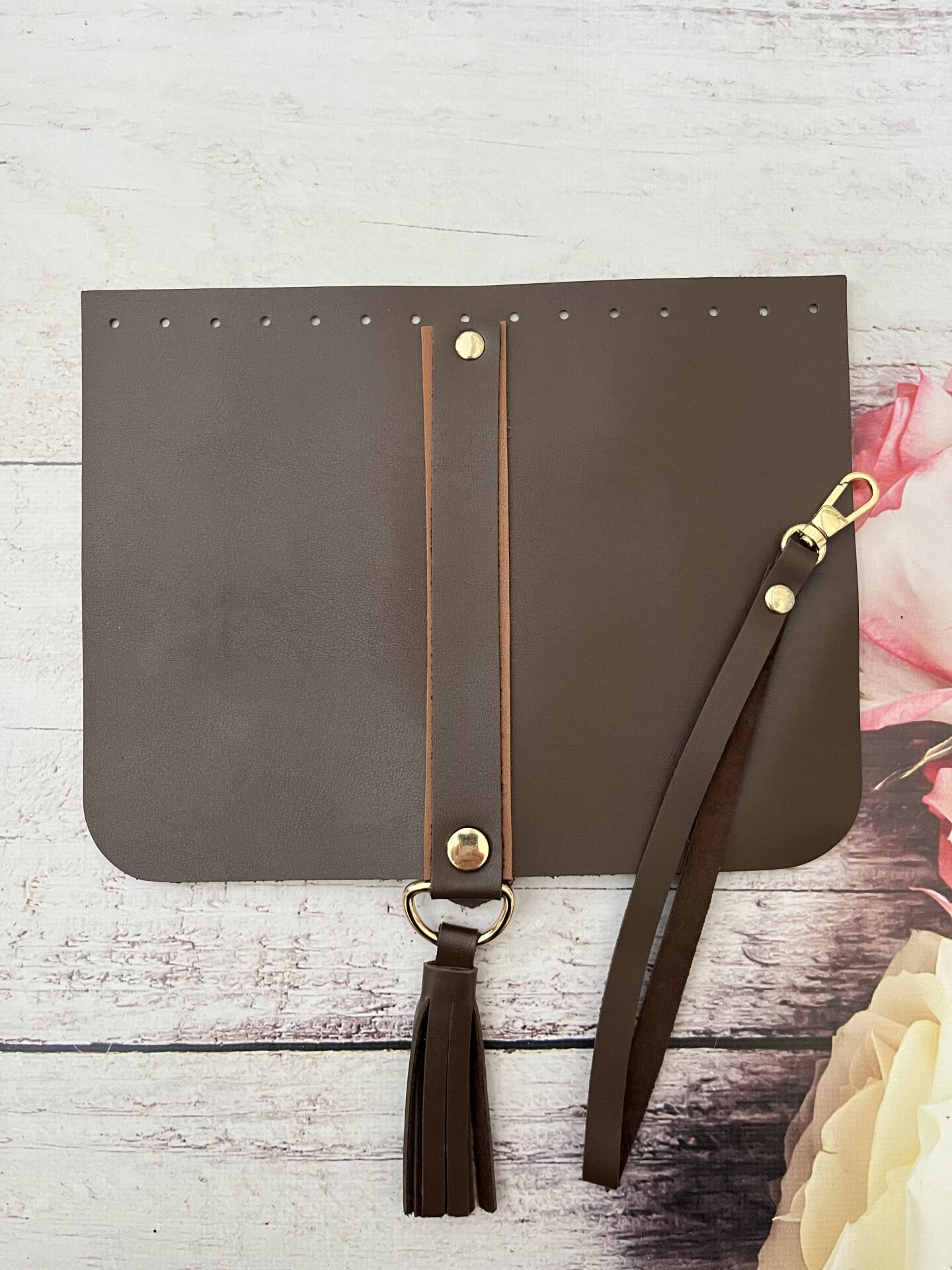 CLUTCH ÇANTA  ELCİKLİ SET PÜSKÜLLÜ 23 CM kahve