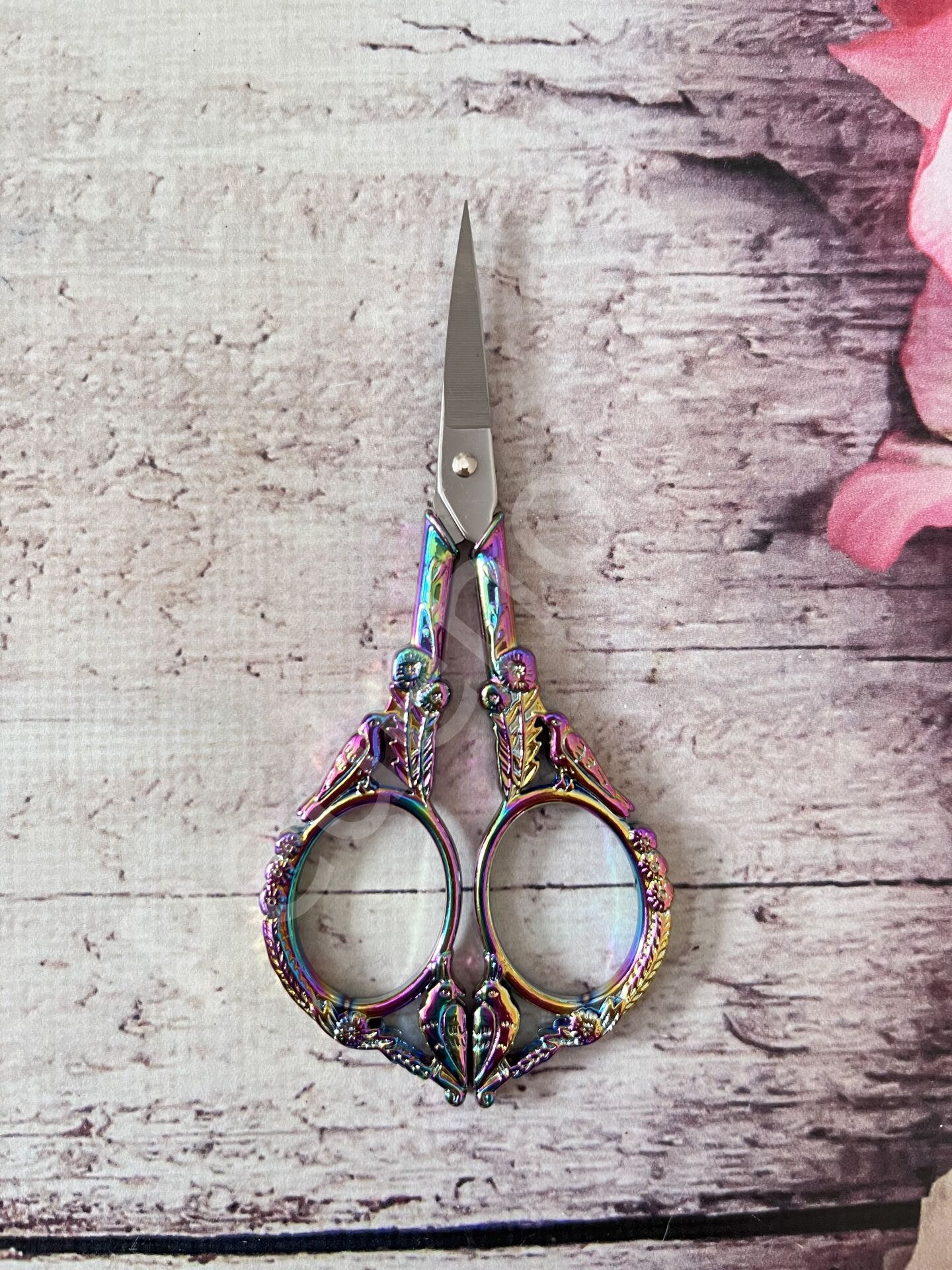 VİNTAGE MAKAS KUŞ MODEL 12 cm pembe ebruli