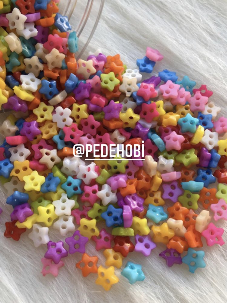 6 MM YILDIZ DÜĞME KARIŞIK RENK 10 ÇİFT