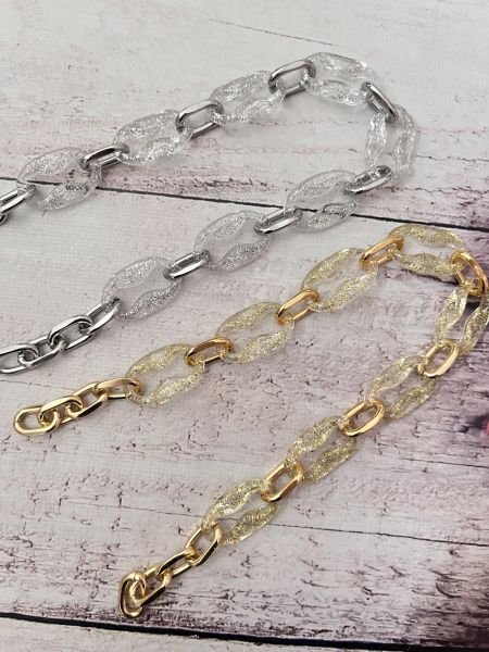 OVAL AKRİLİK ÇANTA SPI 40 CM SİMLİ GOLD