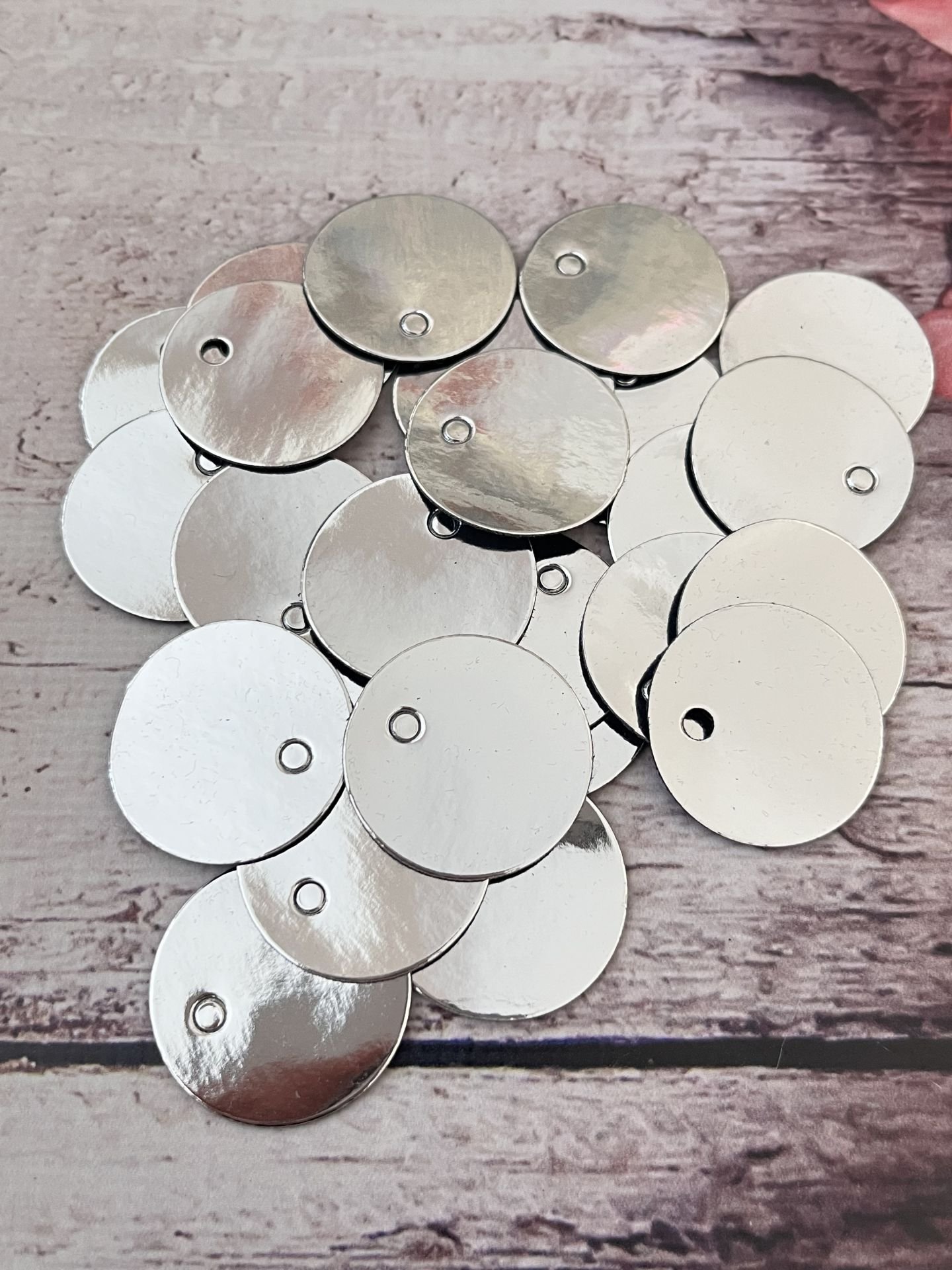 DERİ PUL DİSKO SERİ  100'LÜ PAKET  (3 CM ) Gümüş