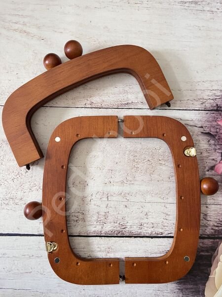 OVAL BONCUKLU MIKNATISLI AHŞAP BURS 22 CM