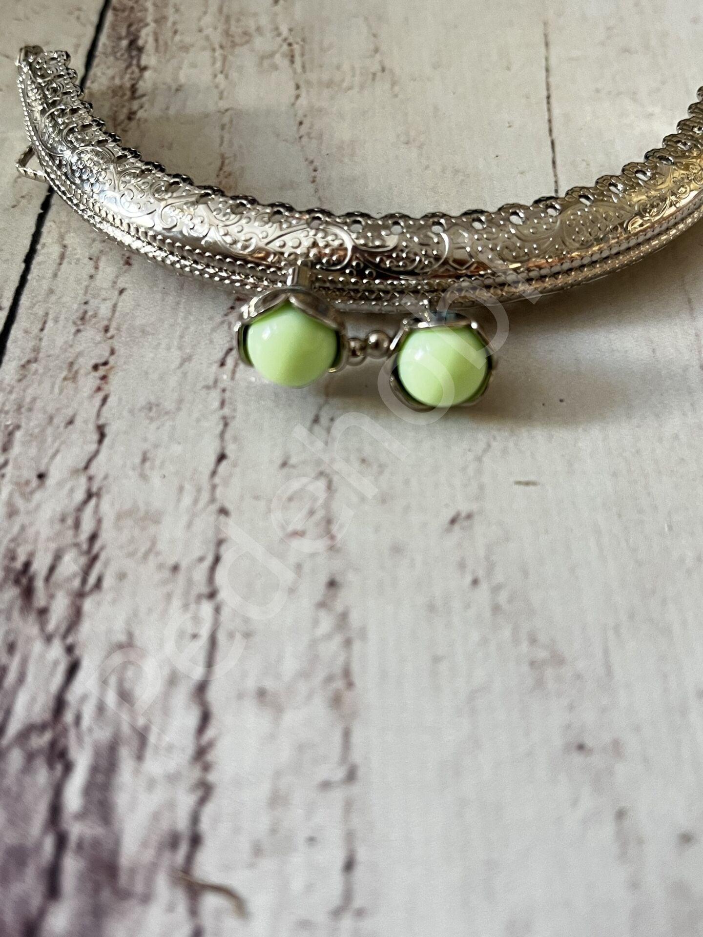 ÇİÇEK TOKALI CÜZDAN KLİPSİ OVAL GÜMÜŞ 10,5 CM su yeşili