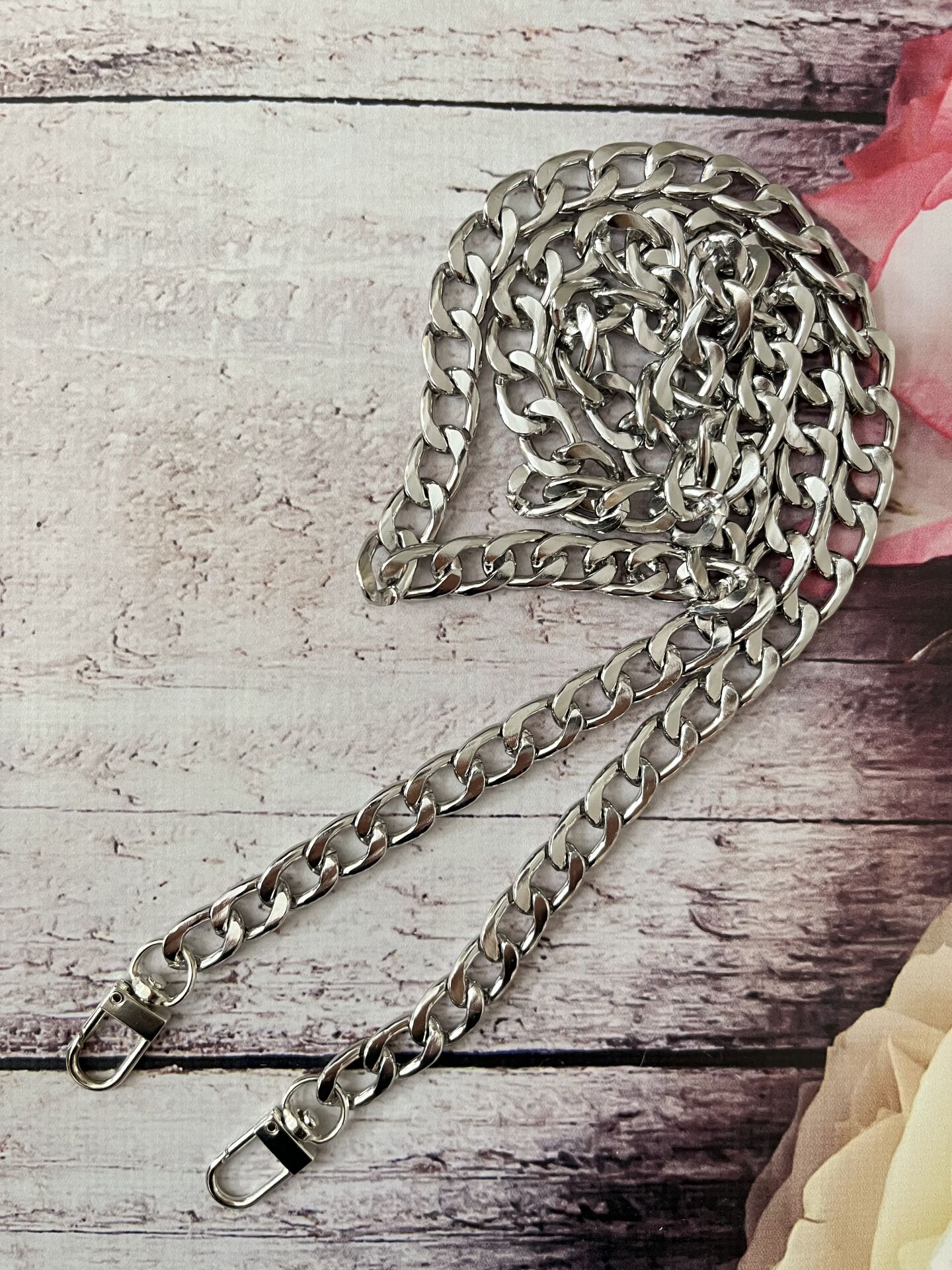 120 CM. KANCALI  METAL ÇANTA ZİNCİRİ Gümüş