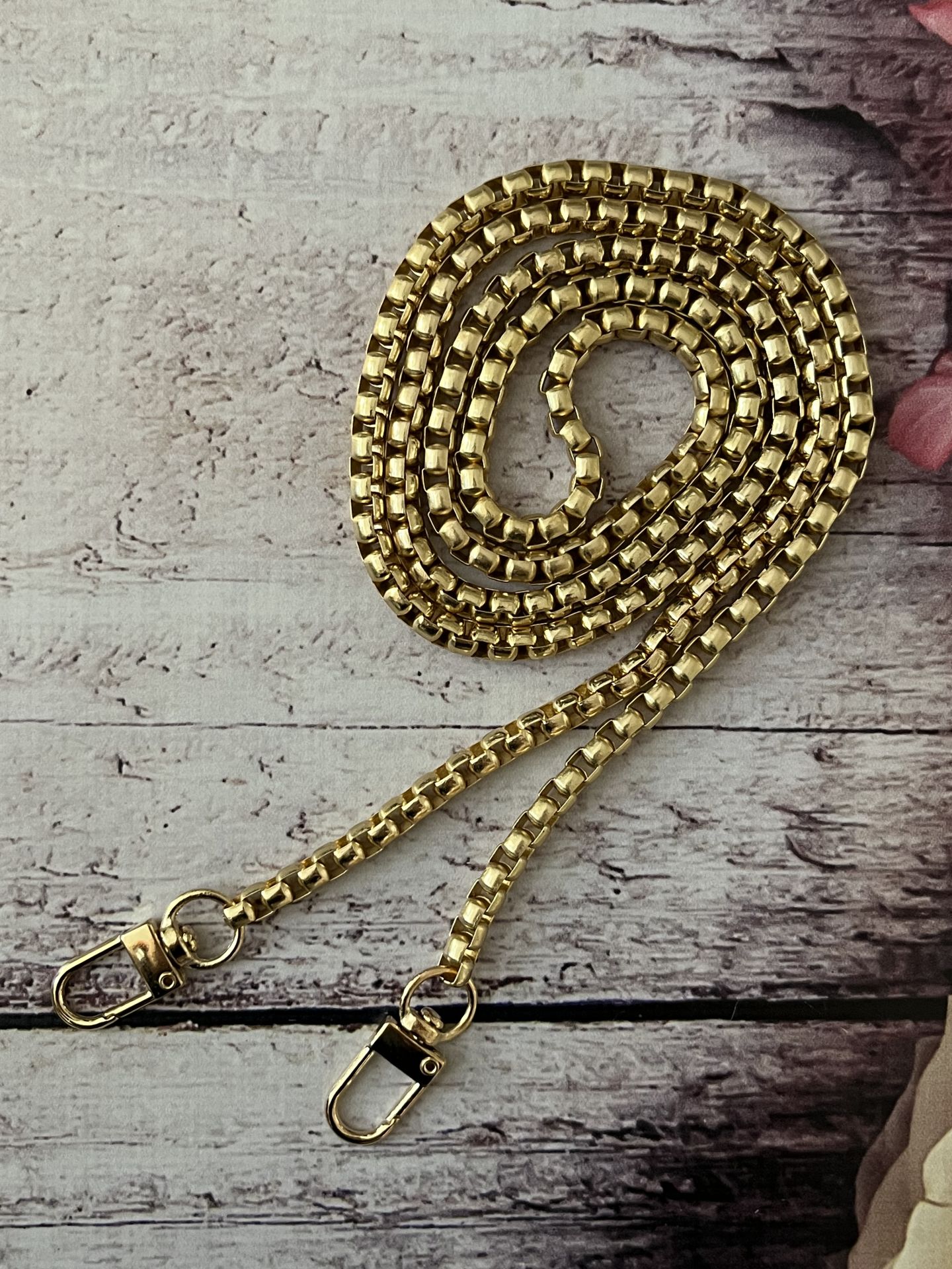 1 MT. KANCALI KÜP METAL ÇANTA ZİNCİR Gold