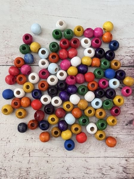 12 MM  RENKLİ AHŞAP BONCUK PAKETİ
